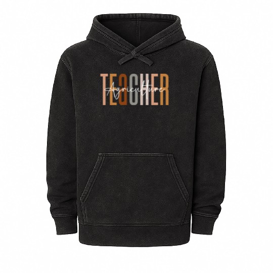 agriculture Teacher Squad Funny Teacher Crew Mineral Wash Hoodies