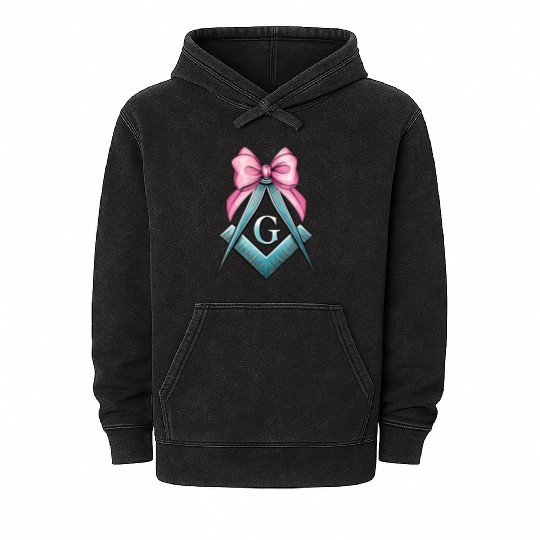 Coquette Bow Square Compass Freemasonry Mom Mineral Wash Hoodies