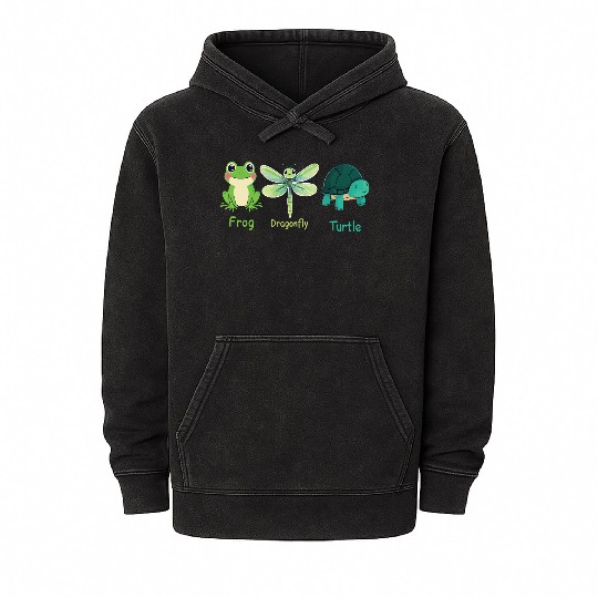 Subtle Political Frog Dragonfly Turtle Women Men Mineral Wash Hoodies
