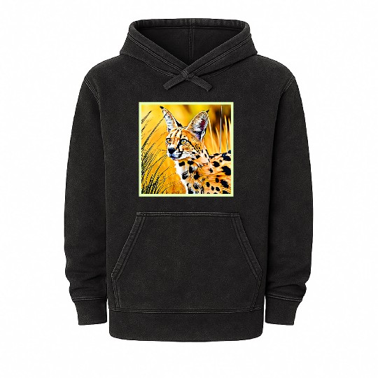 Vivid Cheetah in Golden Savannah Artwork Mineral Wash Hoodies