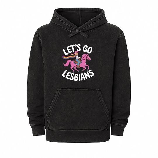 Let’s Go Lesbians Subtle Lesbian Pride Mineral Wash Hoodies