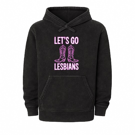 Let’s Go Lesbians Subtle Lesbian Pride Mineral Wash Hoodies
