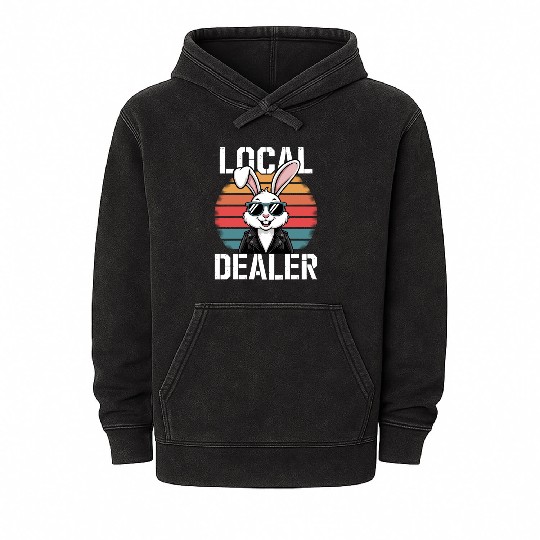 Local Egg Dealer Easter Bunny Vintage Farmer Mineral Wash Hoodies