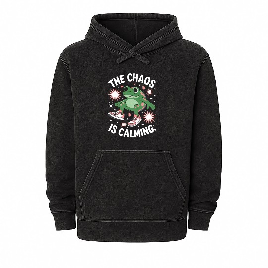 Chill Frog Embracing the Chaos Mineral Wash Hoodies