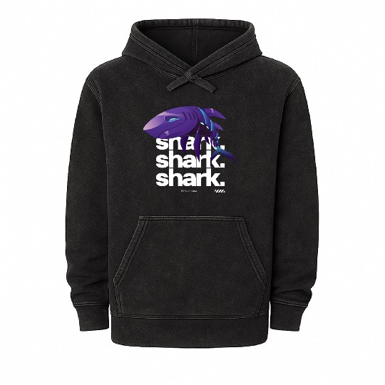 Futuristic Cyber Shark Design Graphic Streetwear T Mineral Wash Hoodies