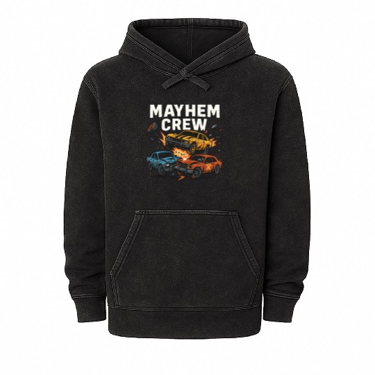 Mayhem crew derby Mineral Wash Hoodies crash race design wreckfest