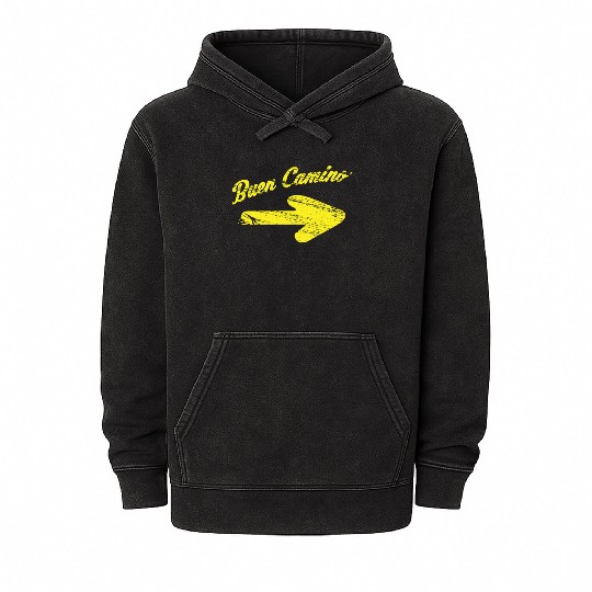 Way of St. James buen camino yellow arrow Mineral Wash Hoodies