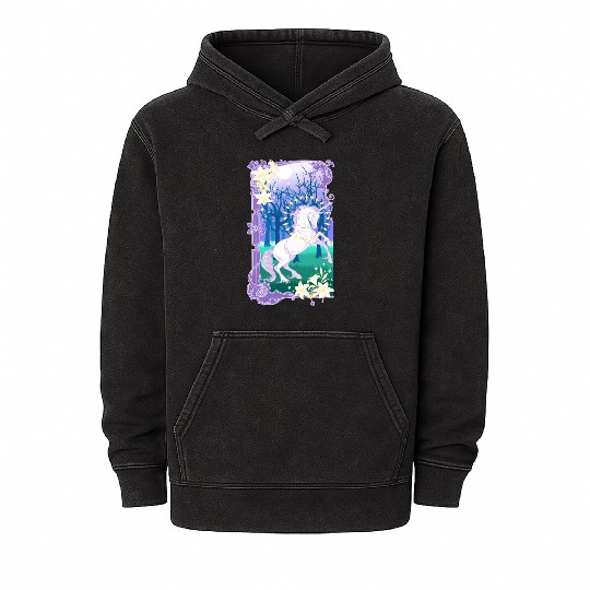 Unicorn fantasy lilac moon Mineral Wash Hoodies