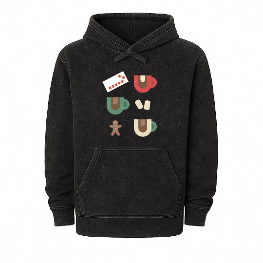 Cute Retro Hot Cocoa Christmas Mug Design Mineral Wash Hoodies
