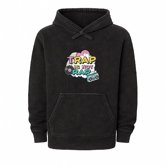 Trap Is Not Rap" Graffiti Hip-Hop Mineral Wash Hoodies