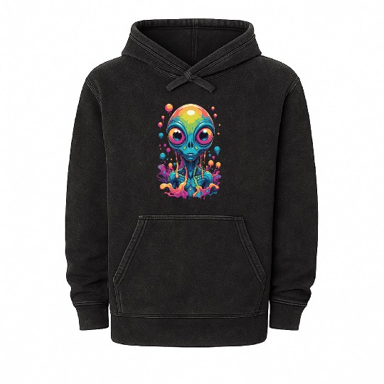 psychedelic alien portrait Mineral Wash Hoodies