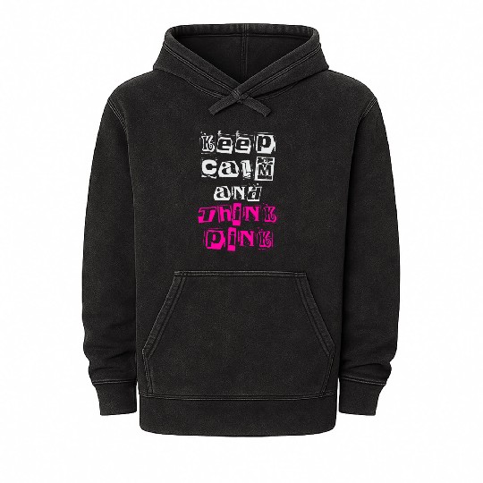Keep Calm And Pink Breast Cancer Awareness Mineral Wash Hoodies