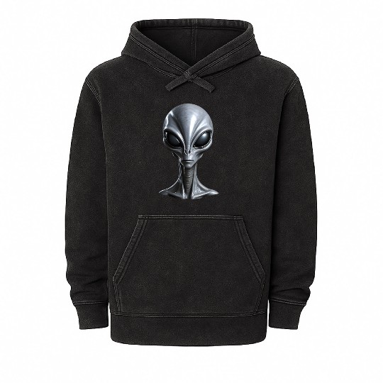 Real Tall Grey Alien Extraterrestrial Mineral Wash Hoodies