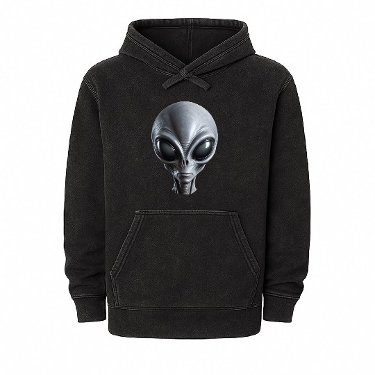 Real Small Grey Alien Extraterrestrial Mineral Wash Hoodies