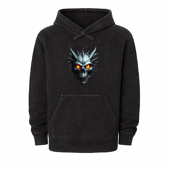 Ember Eyes: Dragon Skull of Fire Mineral Wash Hoodies