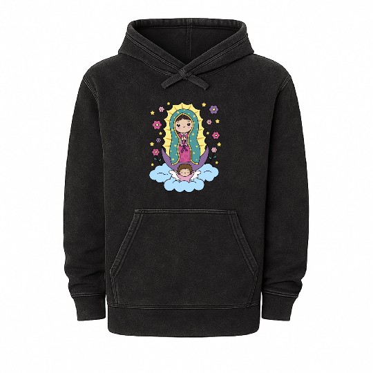 Our Lady of Guadalupe Mexico for Kids Toddlers Mineral Wash Hoodies
