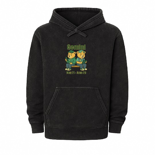 Gemini Bear Mineral Wash Hoodies