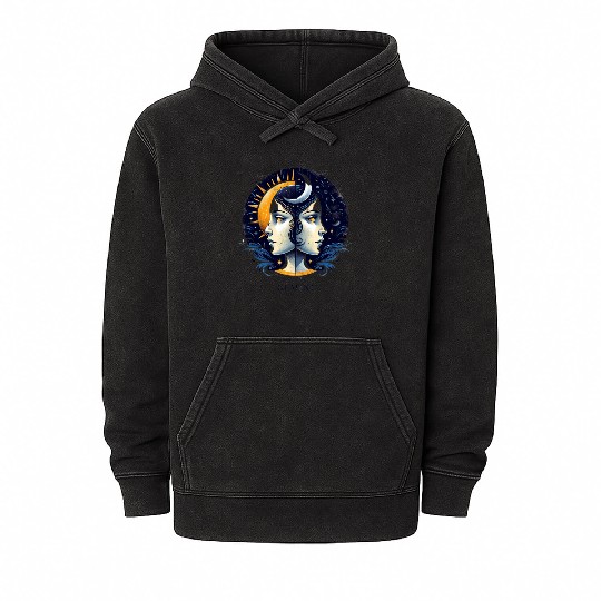 Zodiac Card Gemini Mineral Wash Hoodies