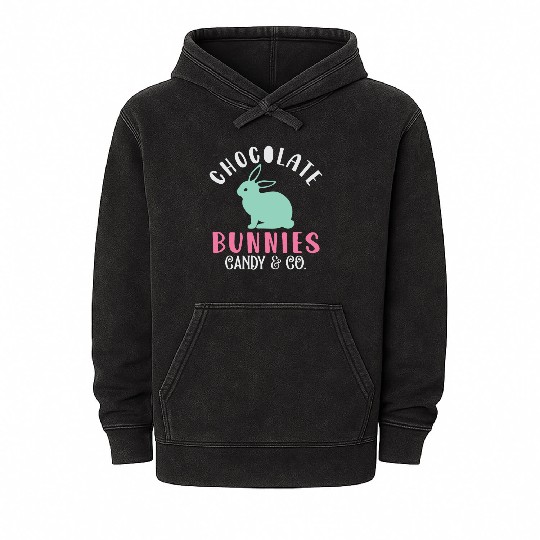 Chocolate Bunnies Candy & Co Happy Easter Holiday Mineral Wash Hoodies