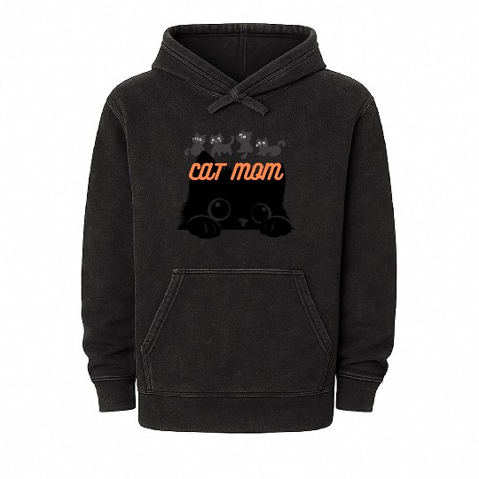 cat mom Mineral Wash Hoodies