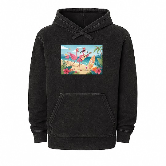 Happy flamingo friends Mineral Wash Hoodies