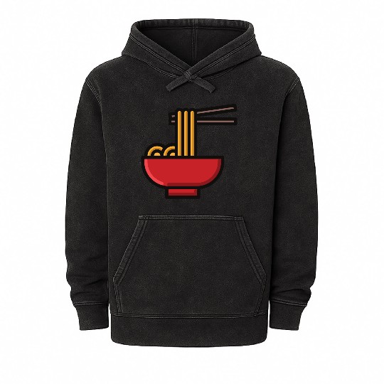 Cute Ramen Bowl with Chopsticks | Japanese Noodles Mineral Wash Hoodies