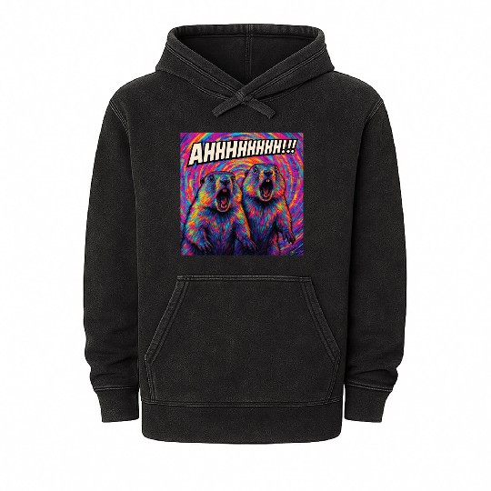 AHHHHHHH!!! – Screaming Marmots Go Psychedelic Mineral Wash Hoodies