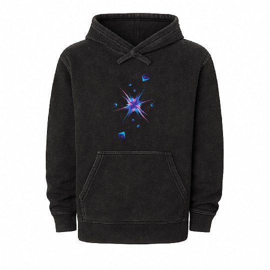 Vibrant Geometric Explosion in Neon Colors Mineral Wash Hoodies