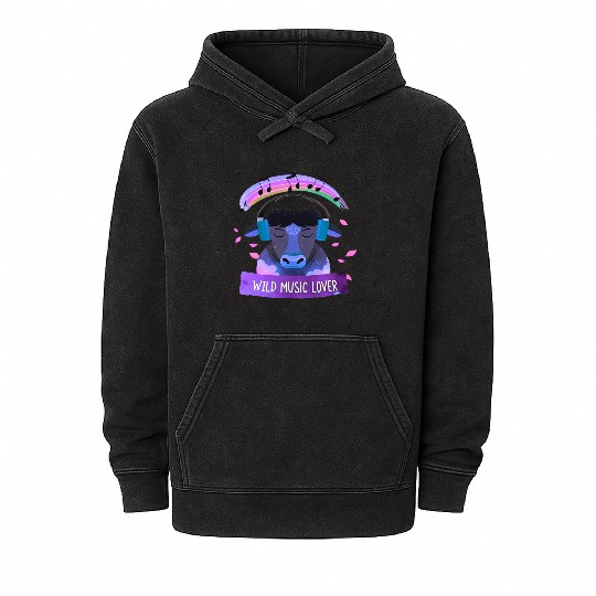 Moo-sic the Groovy Cow Mineral Wash Hoodies