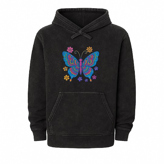 Mandala Butterfly – Colorful Boho Style for Girls Mineral Wash Hoodies