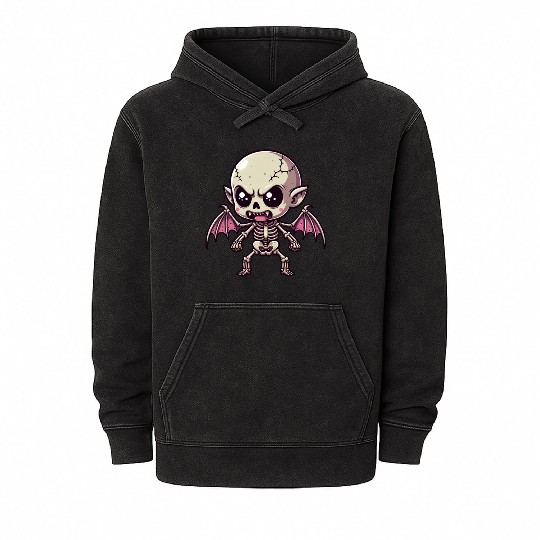 Cute Vampire Skeleton – Bat-Winged Monster Mineral Wash Hoodies