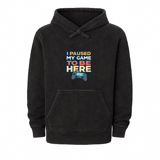 I Paused My Game to Be Here - Funny Gamer Mineral Wash Hoodies