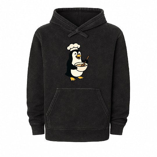 Adorable Cooking Penguin Chef Mineral Wash Hoodies