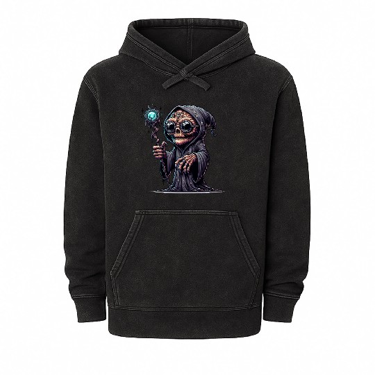 Cosmic Skull Wizard – Creepy Arcane Sorcerer Mineral Wash Hoodies