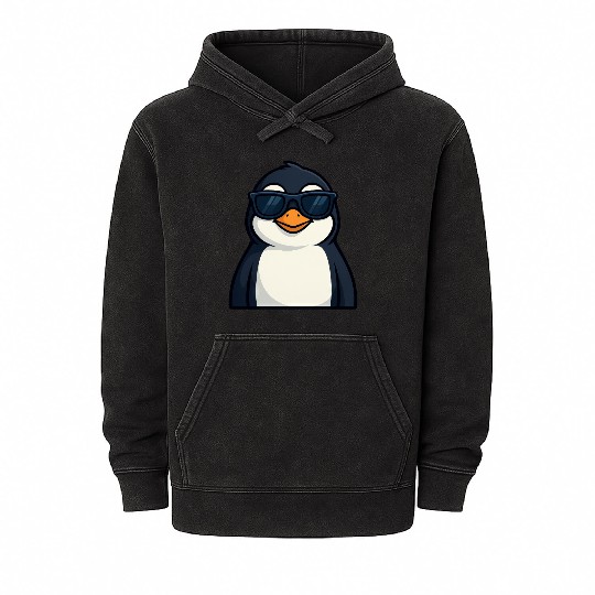 Cool penguin with sunglasses summer funny Mineral Wash Hoodies