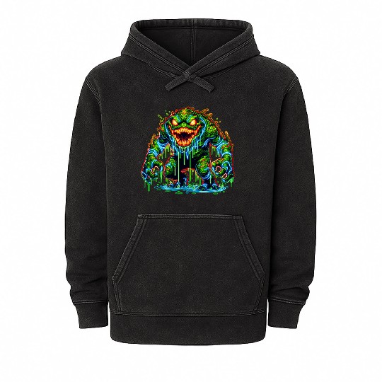 Neon Swamp Beast – Toxic Terror Mineral Wash Hoodies