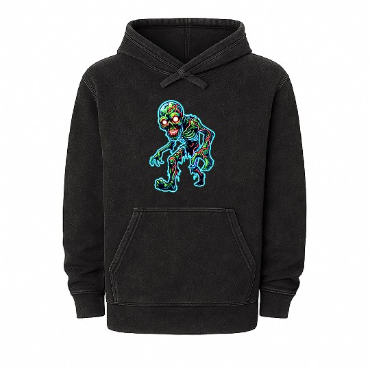 Glowing Zombie Crawler – Toxic Neon Horror Mineral Wash Hoodies