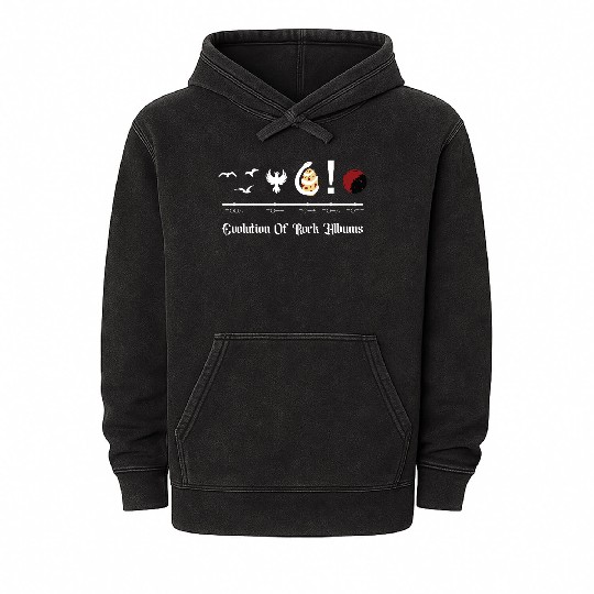 Rock Album Evolution: Minimalist Vector icons Mineral Wash Hoodies