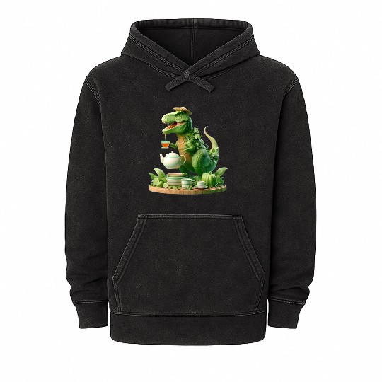 Mineral Wash Hoodies Tea Rex - Thé mignon et amusant Sticker