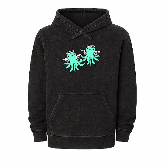 2 octopus angel team two friends wings halo flying Mineral Wash Hoodies