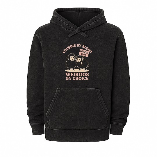 Funny Black Sheep Cousin Quirky Family Outcast Mineral Wash Hoodies