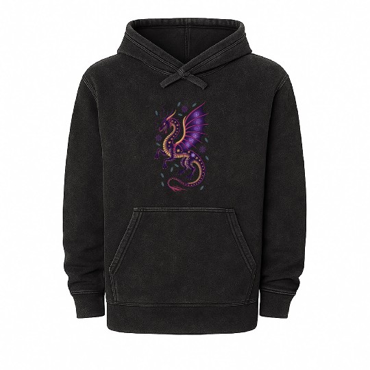 Cosmic Dragon Tattoo Illustration Mineral Wash Hoodies