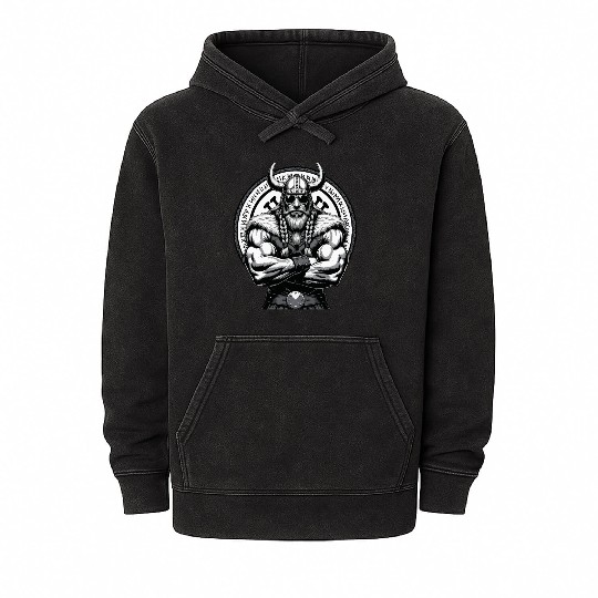 Viking Warrior Man Odin Thor Norman Walhalla Mineral Wash Hoodies