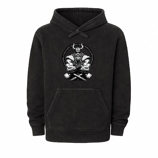 Viking Warrior Man Odin Thor Norman Walhalla Mineral Wash Hoodies