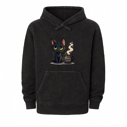 Mystic Mews & Midnight Brews - Black Cat & Magic Mineral Wash Hoodies