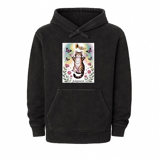 Judgement Tarot Cat Card Art Mineral Wash Hoodies