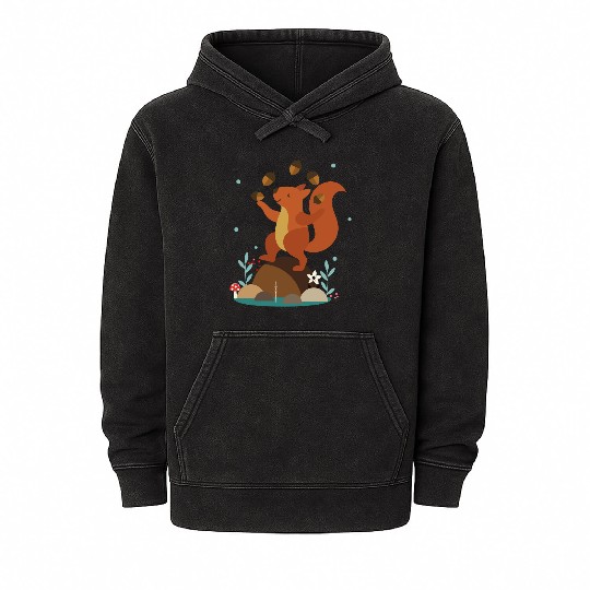 Juggling Squirrel - Funny Forest Scene Mineral Wash Hoodies