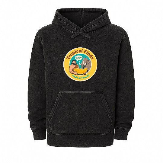 Caveman Mammoth Retro Ancient Fruit Discovery Mineral Wash Hoodies