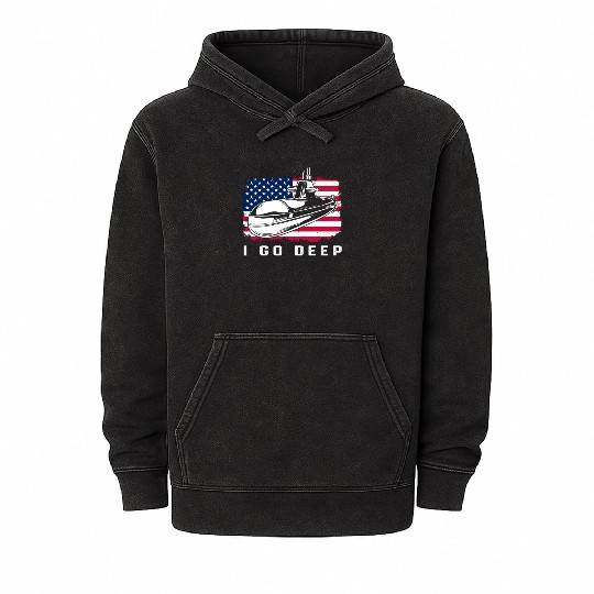 Patriotic American Submarine Veteran Mineral Wash Hoodies