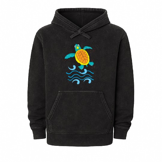 Cute Hawksbill Baby Sea Turtle Mineral Wash Hoodies